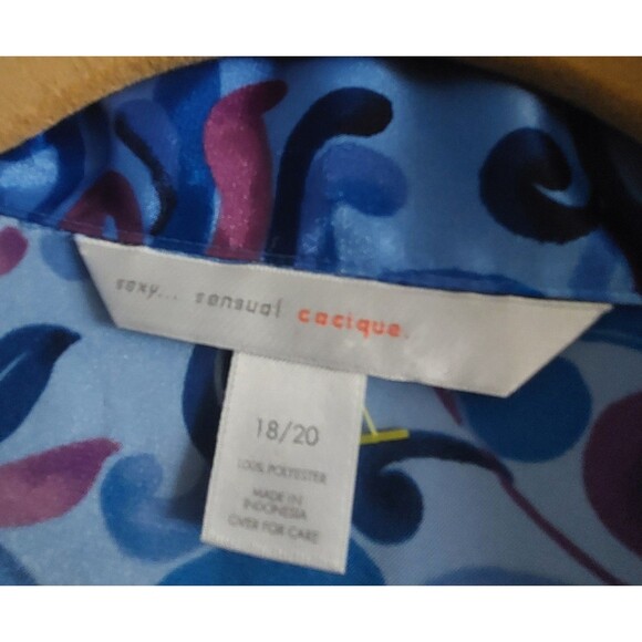 Sexy Sensual Cacique  Nightgown Women 18/20 Blue/floral Button Down Chemise. - Picture 2 of 11